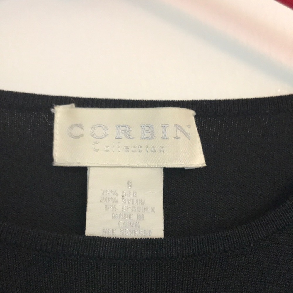Great Condition black silk/nylon s/s knit top sm - Picture 2 of 4
